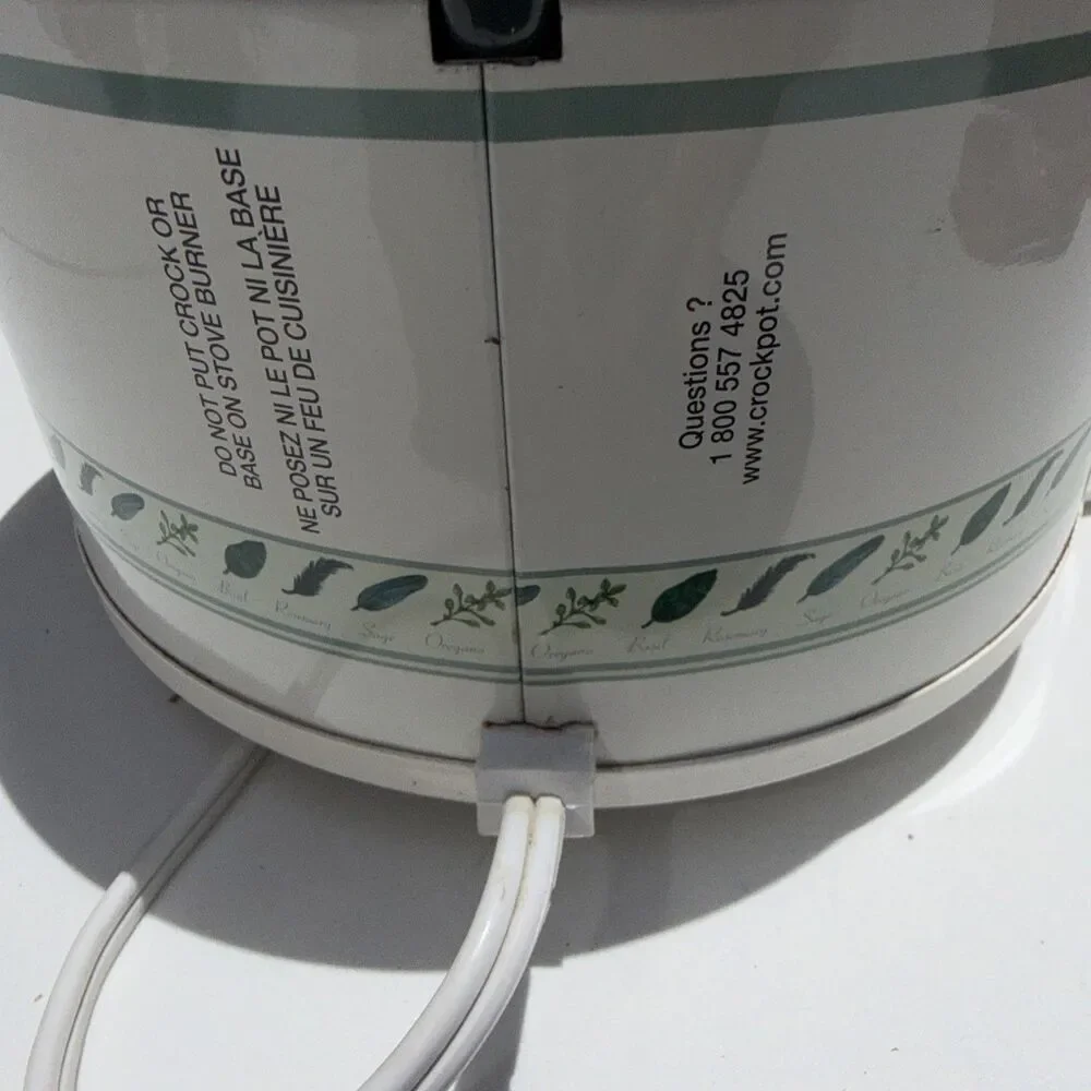 RIVAL CROCKETTE HERBS 1 Qt Stoneware Slow Cooker Pot Green Crock Lid CLEAN WORKS